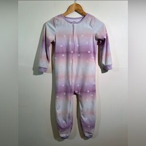 Carter’s Girls Footless Pajamas Size 7 Purple Stars Moon Zip Sleeper